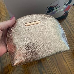 Michael Kors rose gold glitter zippered make up bag pouch